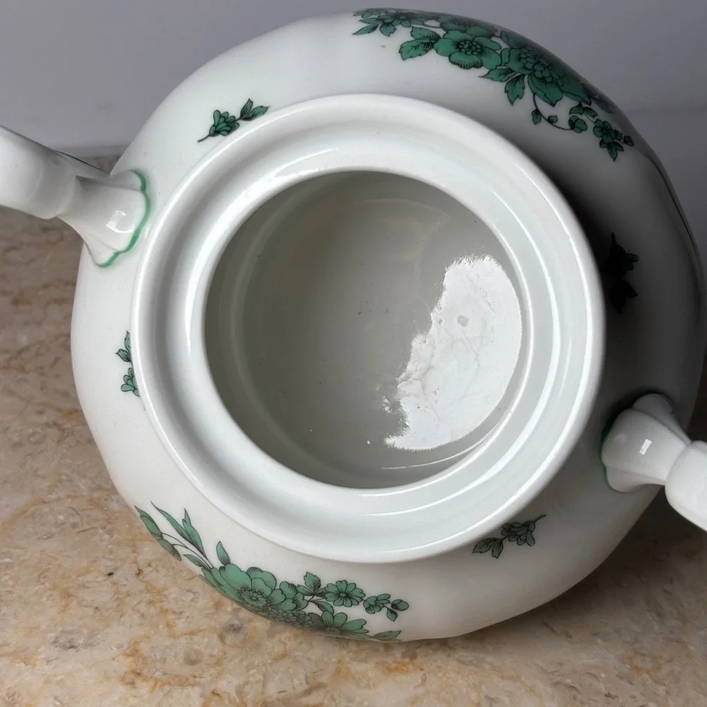 Rosenthal Chippendale Sugar Bowl Lid Green Floral White Porcelain Germany 08 ROB